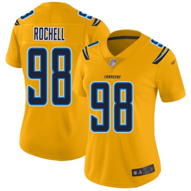 Los Angeles Chargers NFL Football Isaac Rochell Gold Jersey Women Limited 98 Inverted Legend